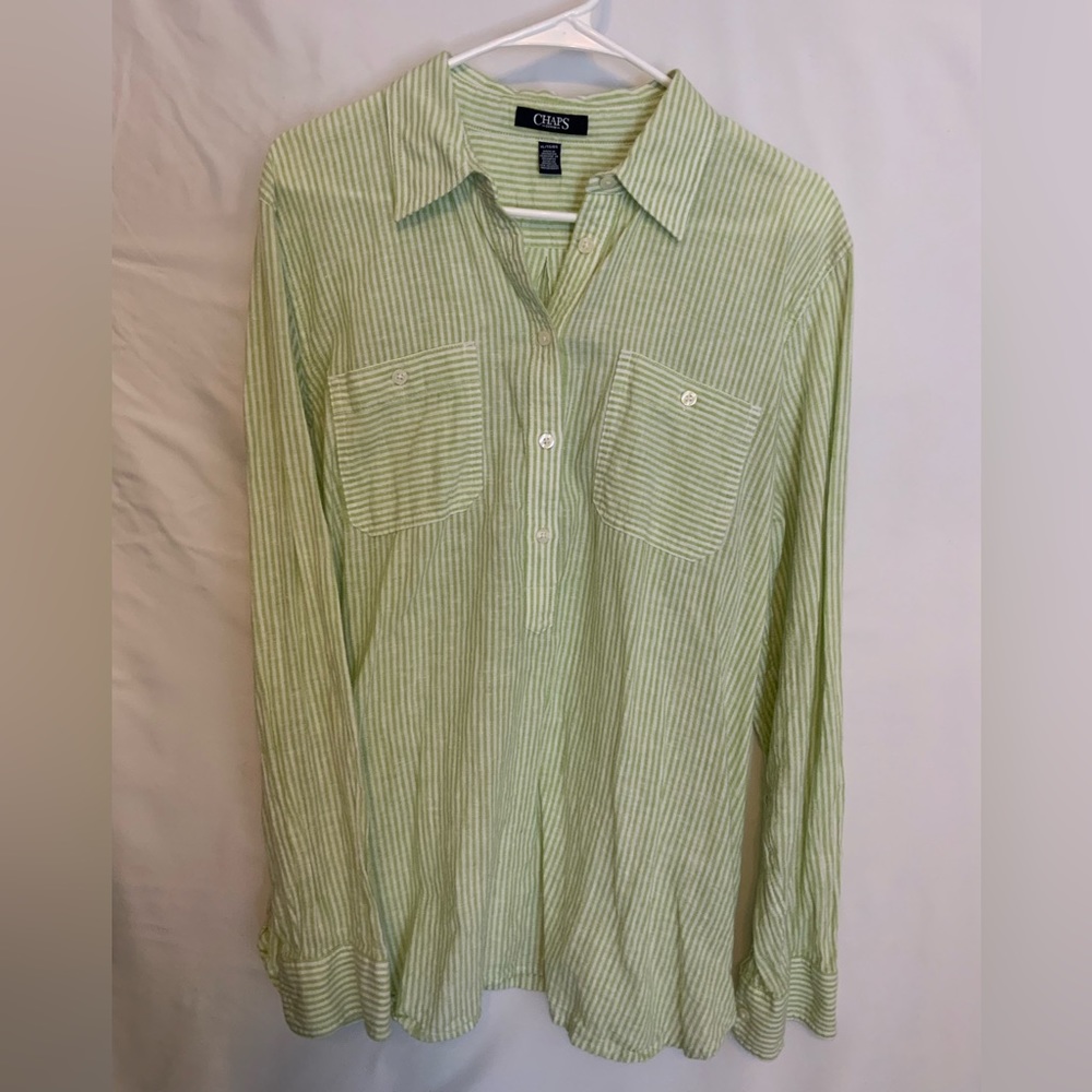 Linen blend collared tunic